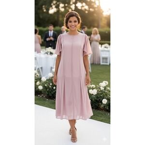 Anthropologie Violet Chiffon Flutter Sleeve Midi Dress Size 14 NWT 85831048